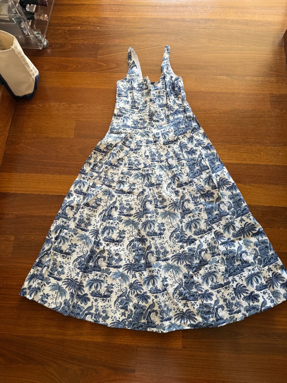 Staud Blue and White Circle Dress
